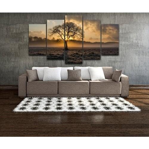 5 Panel Tree Landscape Wall Pictures for Living Room Art Tree Picture Sunset Painting Bedroom Modern Art Prints Canvas