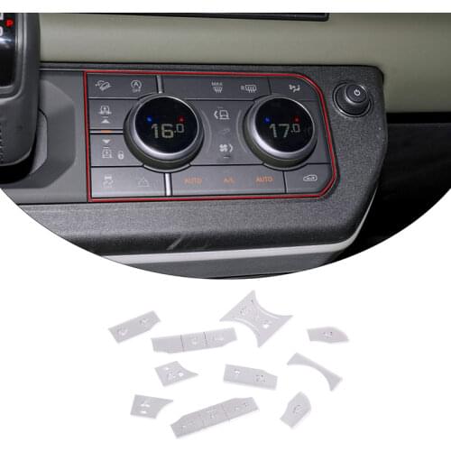 Alloy Car Styling for Land Rover Defender 110 2020-21 Air Conditioning Button Decoration Sticker Car Interior Accessories 10 Pcs