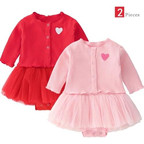 Babies Princess Dress Costume Outfit Newborn Lovely Long Sleeve Coat And Jumpsuit Romper DressBaby Girl Clothes Set For 3-12M