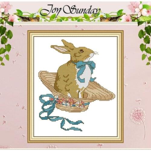 Rabbit with bow tie animals counted Cross Stitch 11CT 14CT Cross Stitch Sets wholesale Cross-stitch Kits Embroidery Needlework