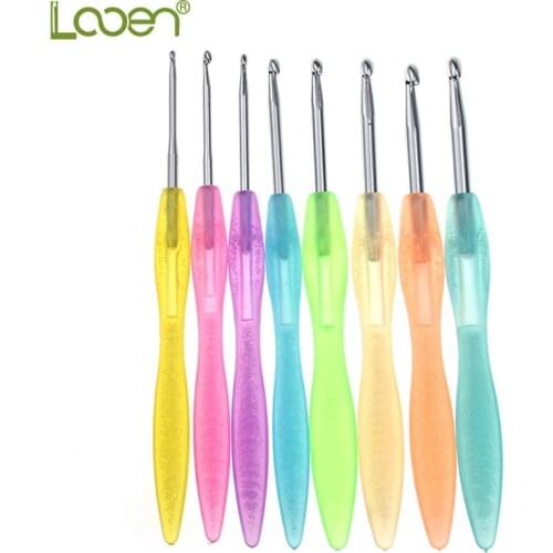 Looen 8pcs Crochet Hook Candy Color Yarn Weave Crochet Needles Tool Sweater Scarf Hat Knitting Needles Weaving Tools For Women