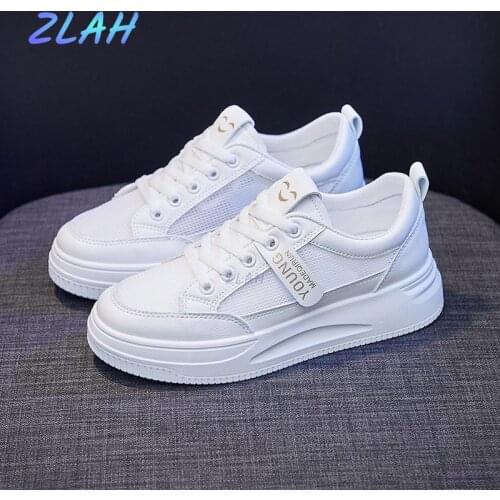 Fashion Womens Vulcanized Shoes Spring Casual Ladies Sports Shoes Zlah Ladies Moccasin Shoes New Female Wild White Shoes