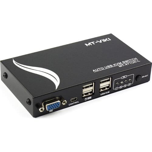MT-Viki 4 Port Auto VGA Switch USB KVM Switch Hotkey Select with Original Cables Metal Casing Resolution PC Manage MT-471UK-L