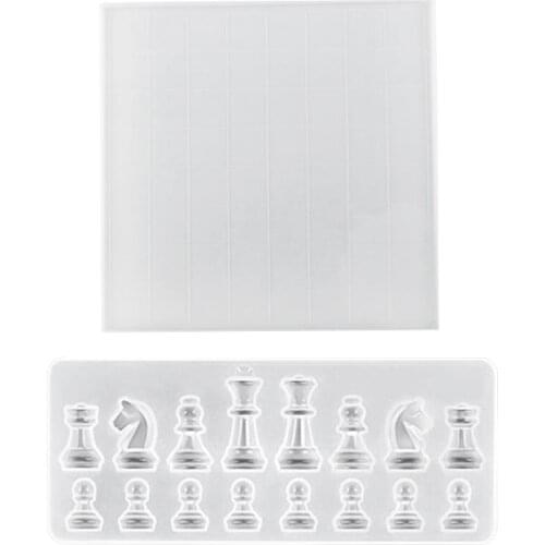 Chess Resin Molds Set,Silicone Chess Board Mold,Chess Pieces Epoxy Casting Mold for DIY Jewelry Crystal Crafts Making
