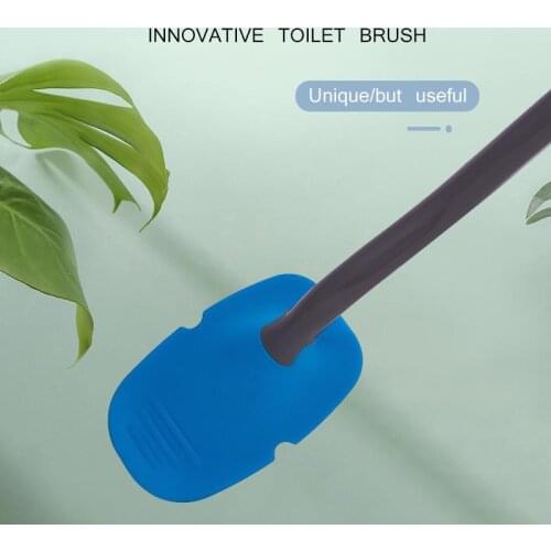 New Silicone Toilet Brush Wall Mounted Flat Head Flexible Soft Bristles Brush With Quick Drying Holder Set Toilet Accessories
