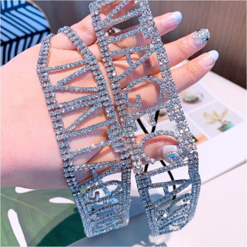 Diamond Letter Chain Headbands For Women Korea Hairbands For Women Crown Flower Hair Accessories High Quality Headband