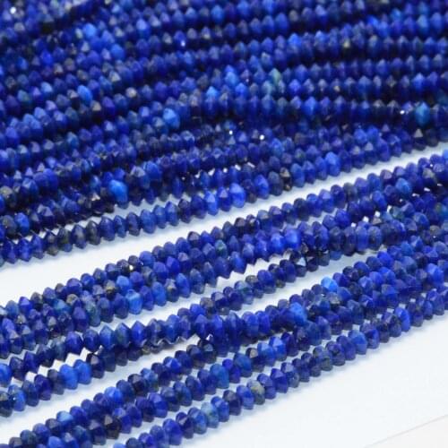 Natural Lapis Lazuli Faceted Sharp Rondelle Beads 2x3mm - No Color Treatment