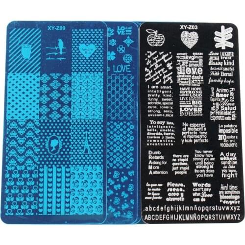 Stamp Plates Nail Art Stamping Template Stainless Steel Grid Marble Fire Animal Flower Letter Design Nail Art Stencil Tools