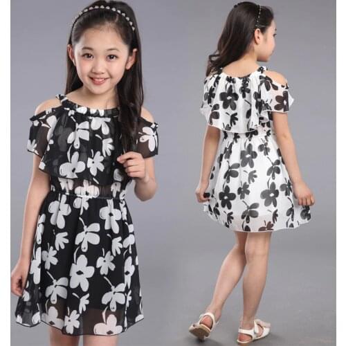 Teenage Girl Dresses Summer 2019 Childrens Clothing Kids Flower Dress Chiffon Princess Dresses For Age 7 8 9 10 11 12 Years