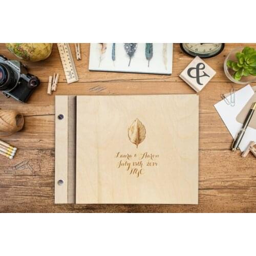 Custom Wedding WOOD Guest Book - Ever Green Love