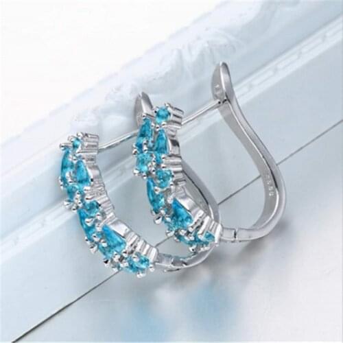 Popular Unique Rhinestone Crystal Stud Earrings for Women Slim U-shaped Ear Clip Zircon Hoop Jewelry Fashion