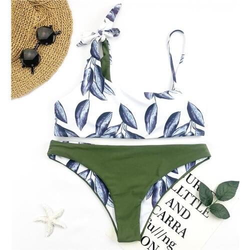 Sexy Brazilian Bikini Women Print Swimwear Push Up Swimsuit Bow Biquini Bandage Bikinis Reversible Bathing Suit Maillot De Bain