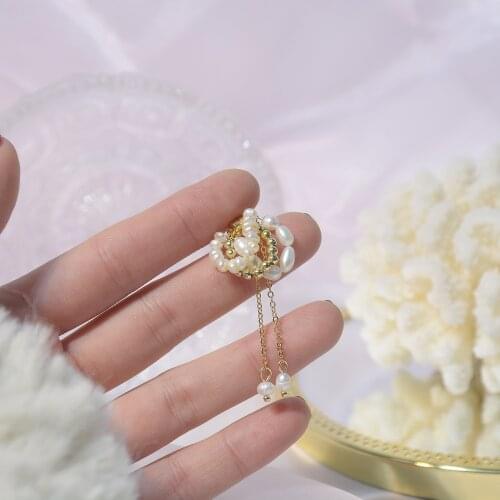 Korea Design High Quality Freshwater Pearls Tassel Without Pierced Luxury Long Earrings for Woman Holiday Party Elegant Earring