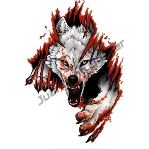 Funny Angry Wolf From Hole Car Sticker Bumper Truck Yacht Speedboat Coloful Decals Motorcycle 4x4 Off Road Decal Decor KK15x11cm