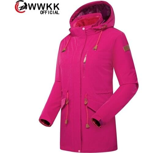 Winter Outdoor women Soft shell Windbreaker Jacket Waterproof Thermal Mountain Climbing Sports Anti-UV Fleece Breathable Jacket