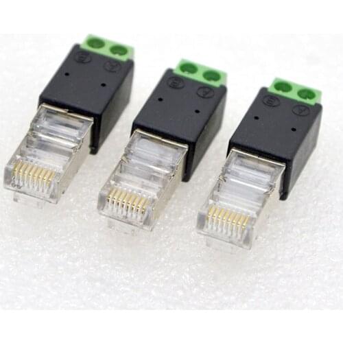 10PCS New RJ45 Connector RJ45 Male to 2 Position Terminal Block, RJ45 Crystal Head to 485 Adapter Special Wholesale