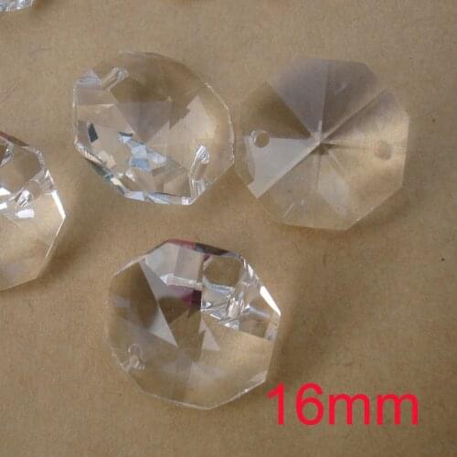 100pcs/lot 16mm Octagon Crystal Beads In Two Holes Wedding Garland strand beads curtain prism