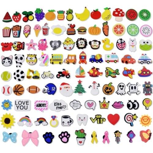 100 Pcs Varied Cro Sandals Clogs Shoe Accessories Wristbands Charms Cartoon Cute Kids Party Shoes Buckles Presents