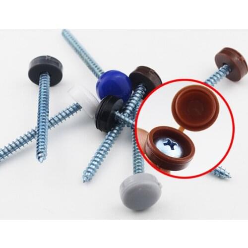 100 Pcs Fold Snap Protective Plastic Screw Screw Snap Covers Washer Flip Tops for M6 Screw Self-tapping Screws
