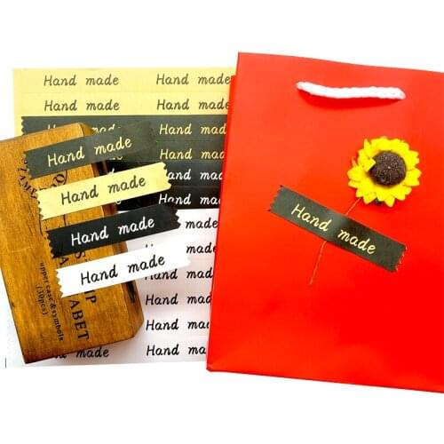 1200Pcs Kraft Handmade sealing stickers Self Adhesive Sticker For Cake Baking DIY Work Gift Box Stickers Rectangle Gift Stickers