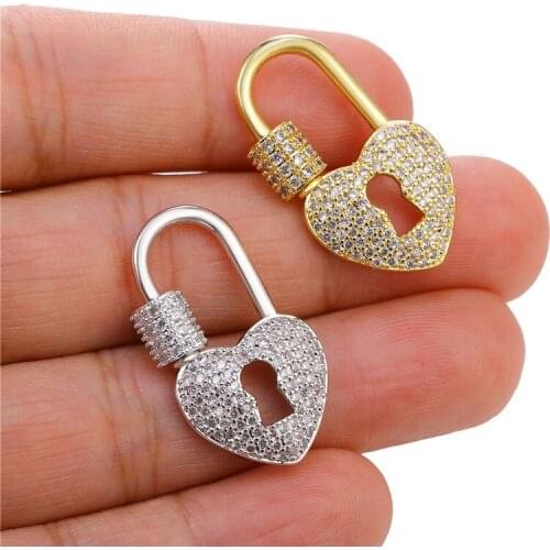 2Pcs Heart Shaped Lock Clasps, Rose Gold/Silver/ Black,/Gold charm pendant & Chain necklace