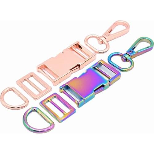 20mm Rainbow Release Buckle adjuster Purse Buckles Webbing Hardware Swivel Clasp Snap Hook D ring Strap slide Buckle - 1 set
