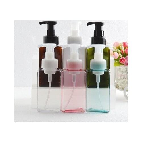 250ml 450ml PETG square foam bottle facial cleanser bottle cosmetic bottle, press mousse bottle Hand sanitizer bottle clear blue