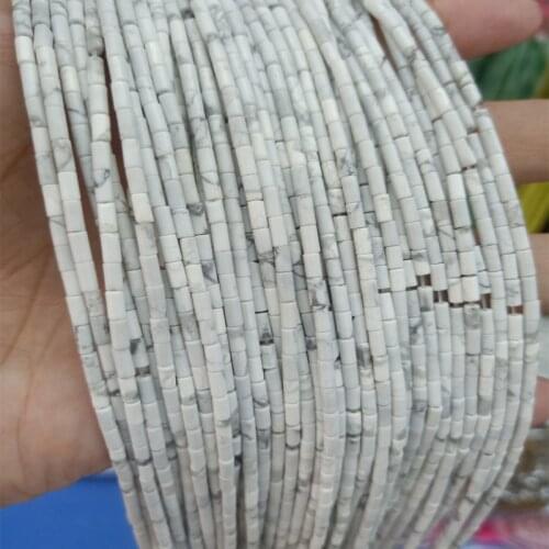 2x4mm Natural White Turquoises Stone Beads Circular Tube Shape Loose Spacer White Howlite Stone Beads For Jewelry Making DIY