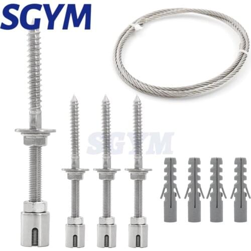 4 piece Stainless steel ladder for climbing plants cross clamp professional wall holder for 3mm steel wire rope