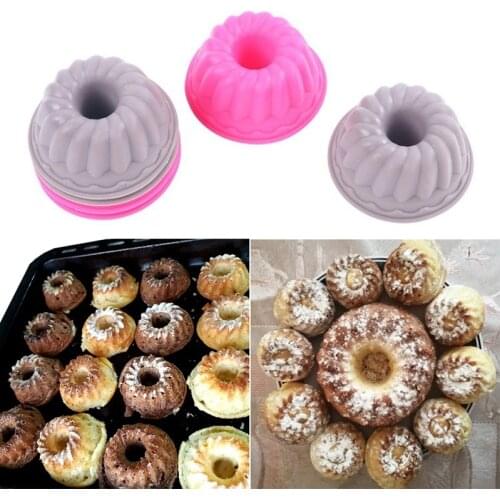 6pcs Bundt Cake Silicone Mold Diy Liner Cupcake Paper Baking Cup 3d Cake Cup Muffin Cases Cake Mold Small Cake Box Cup Tray