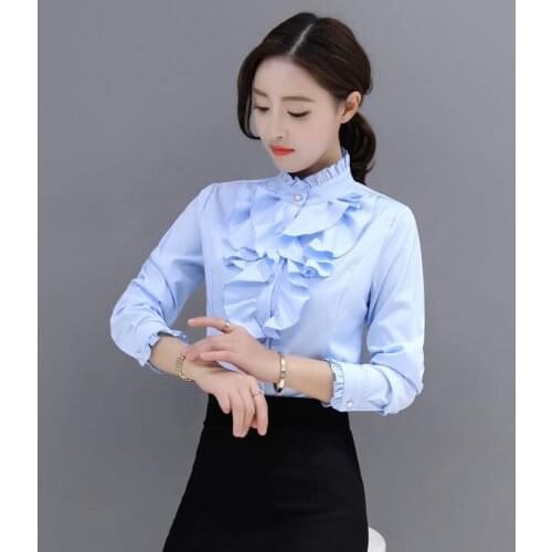Plus Size Stylish Trendy Blouse Shirt Women Fashion Camisa Elegant Ruffle Collar Office Medieval Victorian Spring Autumn Blouses