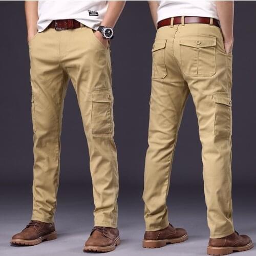Mens Cargo Pants Mens Casual Multi Pockets Military Large size Tactical Pants Men Outwear Army Straight slacks Long Trousers