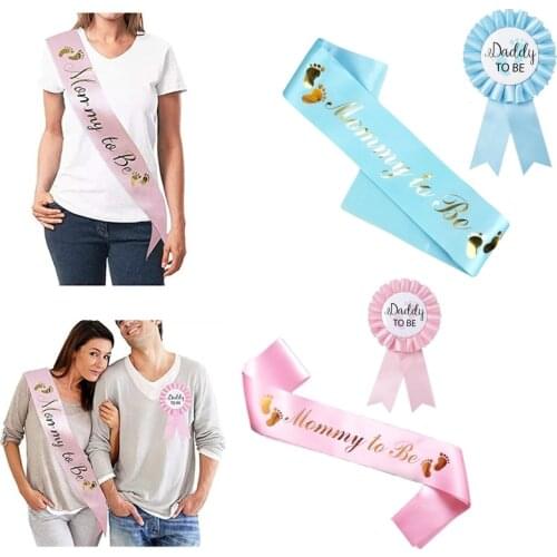 Mommy to Be Sash Daddy to Be Badge Kit Baby Shower Decoration Gender Reveals Celebration Party Souvenirs Gifts Baby Items