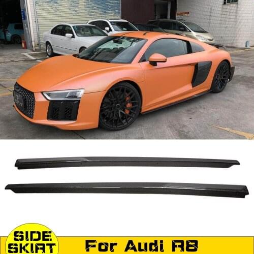 For Audi R8 Carbon Side Skirts Aprons Extensions Car body Kit Bumper Lip High quality Carbon Fiber Accessories 2016 2017 2018