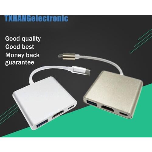 Type-C to 4k HDMI USB 3.1 Cable 3IN1 HD USB 3.0 HUB USB-C Charging Port Adapter diy electronics