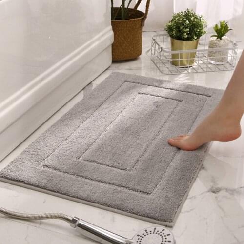Embossing Coral Velvet Bath Mat Non-slip Water Absorption Toilet Floor Mats Modern Solid Color Bathroom Carpet Home Decor Pad