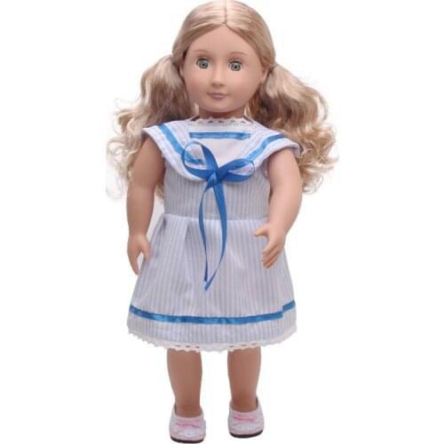 Summer New Pattern Simple Stripe Dress Fit 18 Inch American&43cm Baby New Born Doll Clothes Accessories Girls' toys