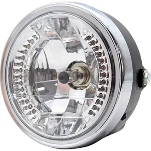 Motorcycle Modified Retro Headlights 8 Inch Angel Ring Headlights for Chopper Far Near Light Steering Headlights