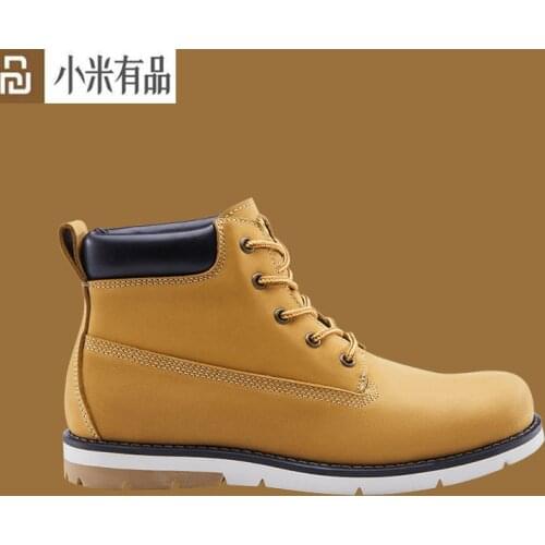Youpin Qimian Cowhide Mens Boots Winter Shoes Waterproof Rubber Sole Wear Resistant Ankle Boots Breathable Snow Warm Boots