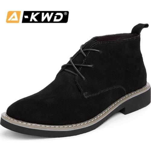 2019 Fashion Black Brown Chelsea Boots Lace-up Men Winter Boots Height Increase 6 CM Man Boots Shoes High Top Keep Warm Footwear