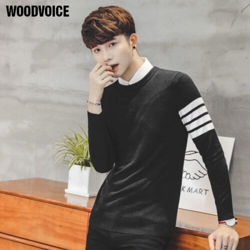 Woodvoice New Brand Clothing Man Knitted Pullovers Sweater 100% Cotton Round Neck Long Sleeve Four Colors Aviable Free Shipping