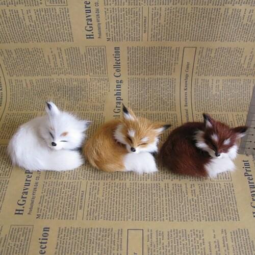 New Simulation Brown fox Toy Furs Squatting Fox Model Home Decoration Animals World with Static Action Figures Toys Gift for Kid