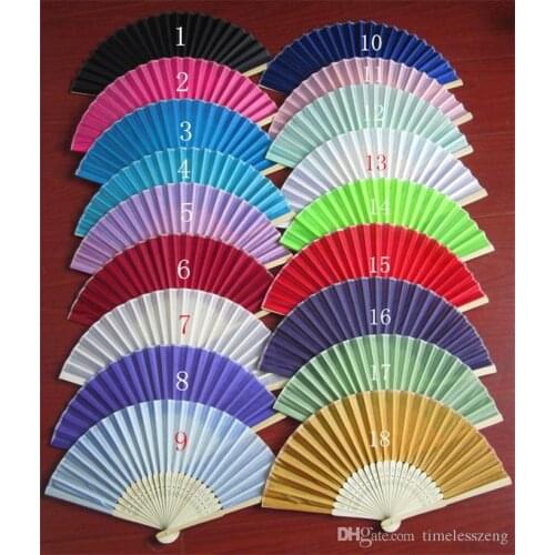 Brand New Folding Wedding Silk Fan Wedding Favors For Guests 18 Colors Hand Fan Free shiping party decoration
