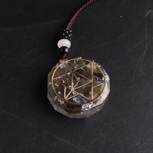 Orgone Energy Necklace Natural Labradorite Stone Pendant Gathering Chakra Reiki Necklaces Meditation Pendulum Jewelry Making