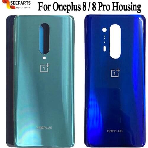 Original For OnePlus 8 Back Battery Cover Door Rear Glass For Oneplus 8 Pro Battery Cover 1+8 Housing Case with Lens with Glue