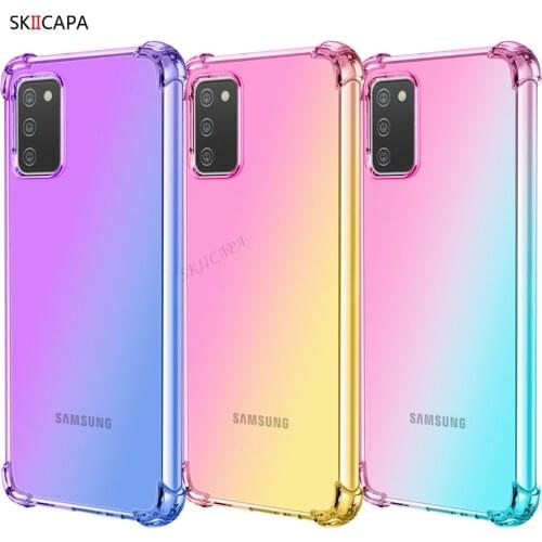 For Samsung Galaxy A02S EU A02 A01 Translucent Gradient Case For Samsung A02S US Airbag Corners Shockproof Soft TPU Clear Cover