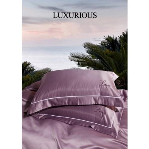 Luxury Embroidery 100% Pure Mulberry Silk Pillow Case with Cotton Solid Color Pillow Cover Super Soft Couple Pillowcase