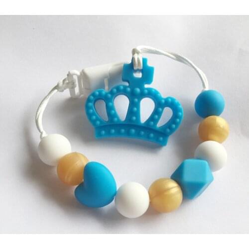 Royal Crown teether of Silicone Teething Pacifier Clip - silicone Crown Clip - Teether Chew Toy - baby teething pendant