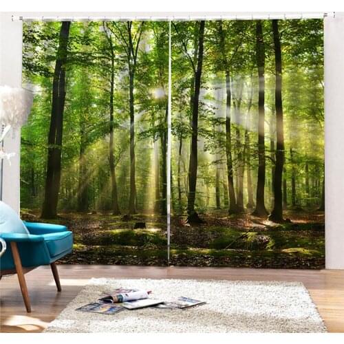 Lychee Forest Sunshine Printed Blackout Curtain For Window Treatment Shade Curtains for Living Room Bedroom Window Curtain Drape
