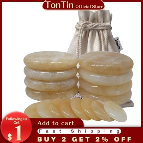 Tontin16pcs/setHot stone topaz Jade Body Massage Hot Stone Beauty Salon SPA Tool Heating Bag Health Care massage stone set